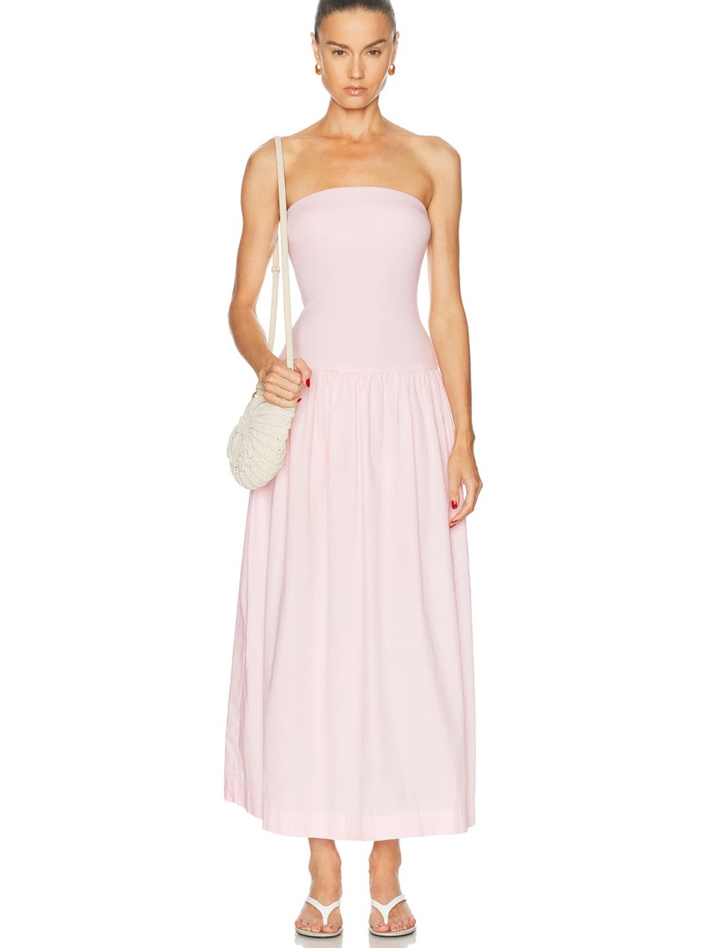 Enza Costa cotton bandeau midi dress in cherry blossom